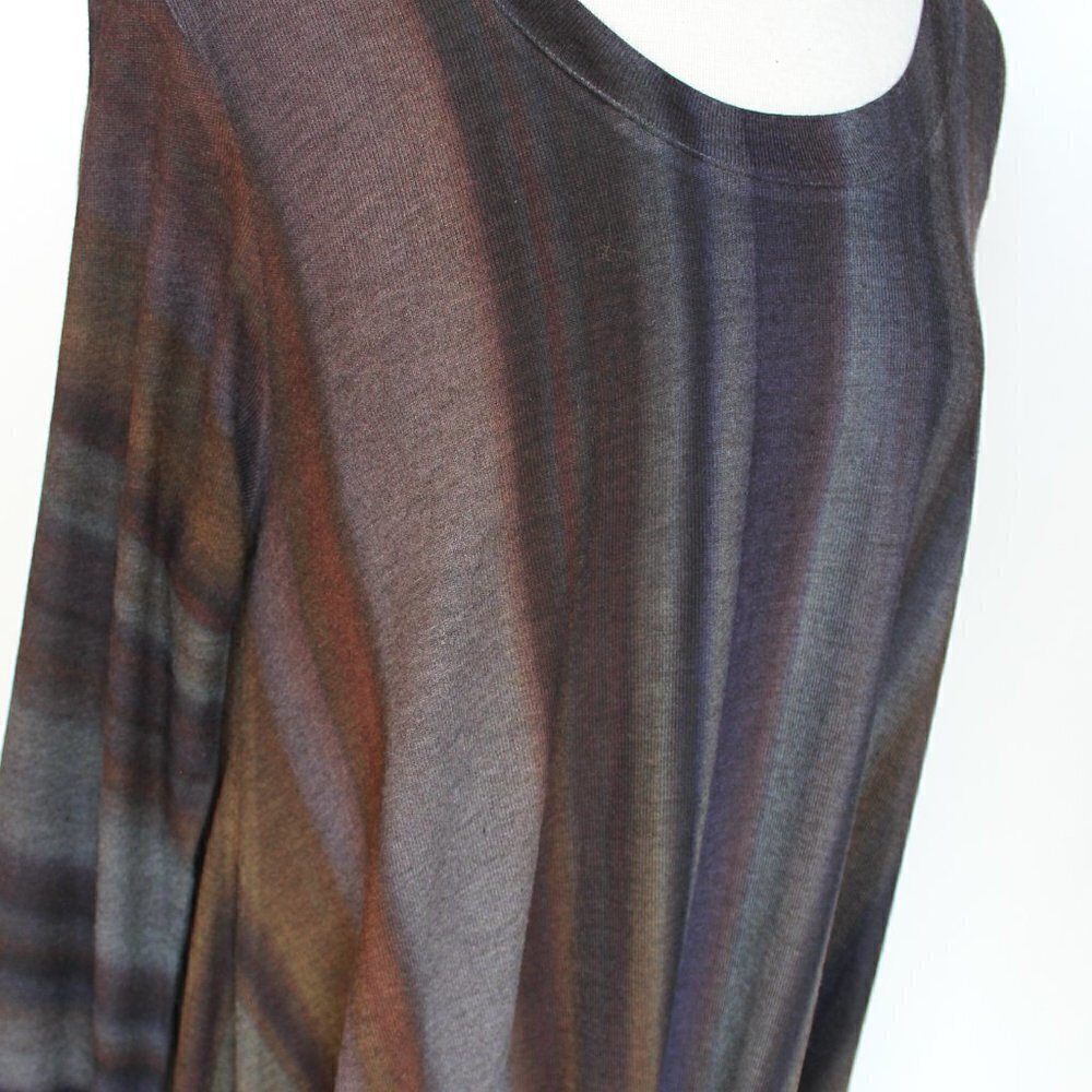 Soft Surroundings Shark Bite Hem Flowy Grey Purple Striped Long Sleeve Tunic Top - Picture 12 of 14